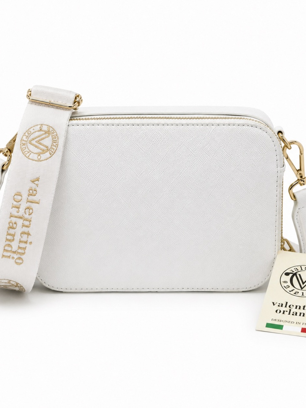 Valentino Orlandi White Gold Studded Camera Crossbody Bag NWT - Picture 8 of 10